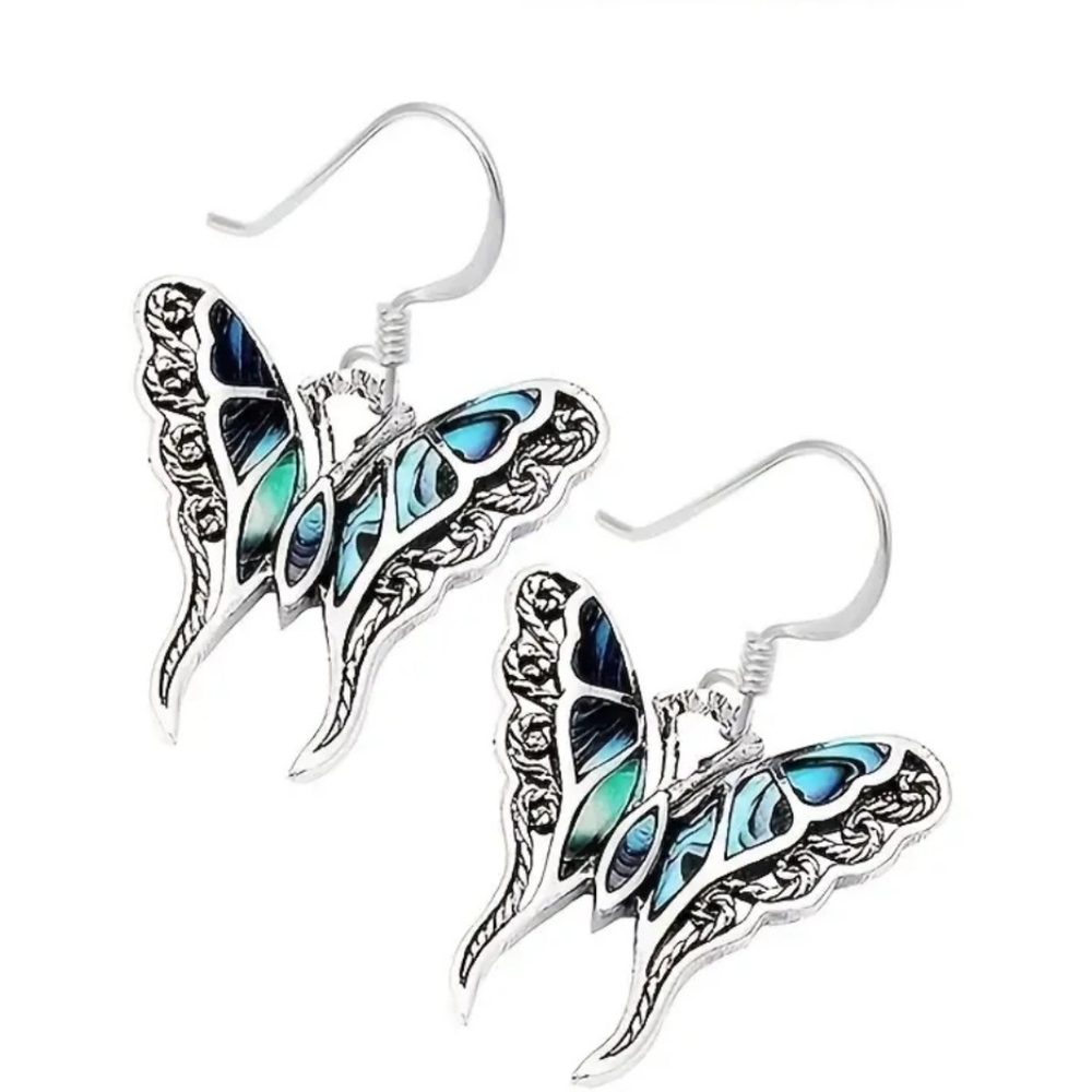 Butterfly Earrings Silver Tone